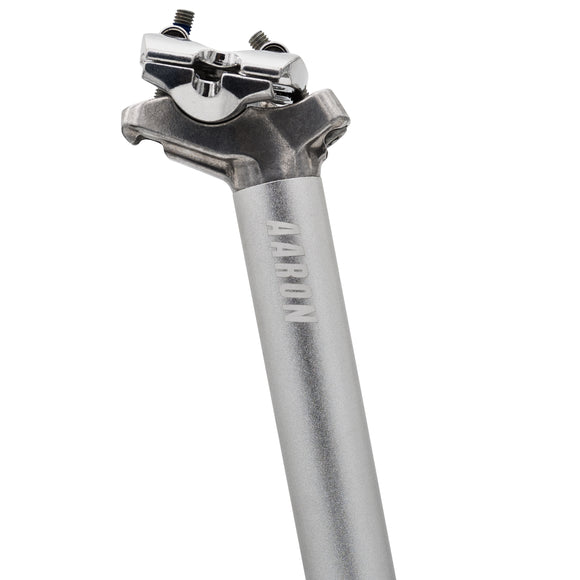 AARON Post Sattelstütze 27,2-31,6 mm, 350 mm Länge, silberne aus 6061 Aluminium für Cityräder.