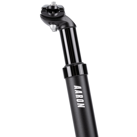 AARON Spring Sattelstütze gefedert - 27,2, 30,9 oder 31,6 mm - Schwarz aus Aluminium mit 40 mm Federweg.