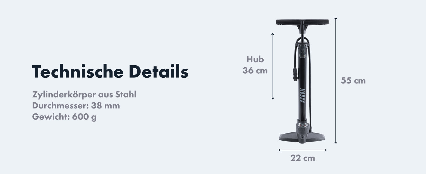 fahrradpumpe mit verschiedenen aufsätzen AARON AIR Standpumpe mit Manometer und Ball-Aufsatz, Schwarz