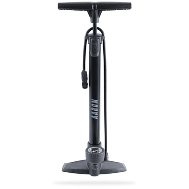fahrradpumpe fuss AARON AIR Standpumpe mit Manometer und Ball-Aufsatz, Schwarz