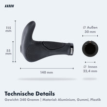 Laden Sie das Bild in den Galerie-Viewer, AARON Horn - Ergonomische Fahrradgriffe - Schwarz