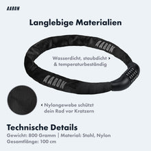 Laden Sie das Bild in den Galerie-Viewer, AARON Lock One Fahrradschloss mit Zahlencode - Schwarz