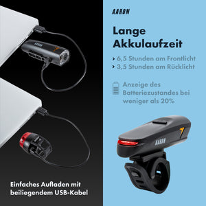 AARON LUX Fahrradlicht Set - StVZO zugelassen - Front- und Rücklicht