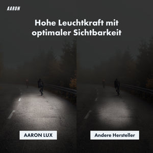 AARON LUX Fahrradlicht Set - StVZO zugelassen - Front- und Rücklicht