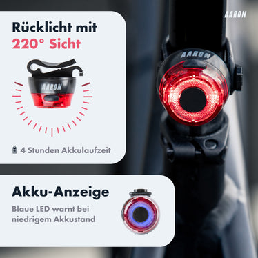 fahrradbeleuchtung stvzo lux AARON LUX Fahrradlicht Set - StVZO zugelassen