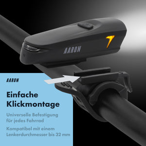 AARON LUX Fahrradlicht Set - StVZO zugelassen - Front- und Rücklicht