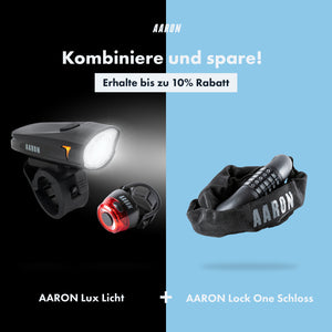 AARON LUX Fahrradlicht Set - StVZO zugelassen - Front- und Rücklicht