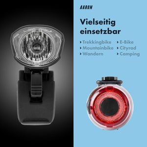 AARON LUX Fahrradlicht Set - StVZO zugelassen - Front- und Rücklicht