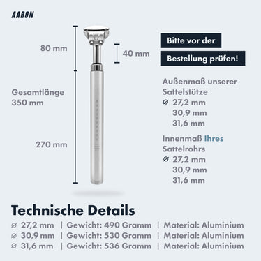 AARON Spring Federsattelstütze - 27,2, 30,9 oder 31,6 mm