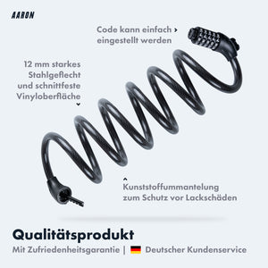 AARON Spin Fahrradschloss - mit Zahlencode - 180 cm