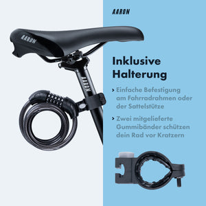 AARON Spin Fahrradschloss - mit Zahlencode - 180 cm