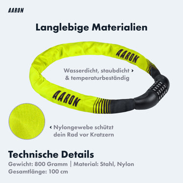 fahrradschloss gelb AARON Lock One Fahrradschloss mit Zahlencode