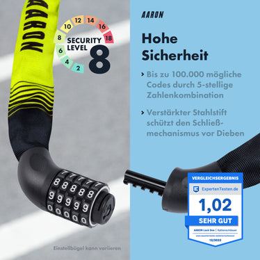 fahrradschloss gelb AARON Lock One Fahrradschloss mit Zahlencode