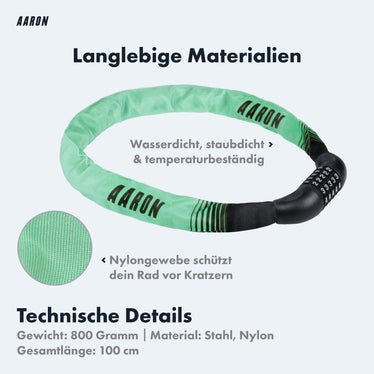 fahrradschloss grün AARON Lock One Fahrradschloss mit Zahlencode