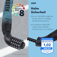 Laden Sie das Bild in den Galerie-Viewer, AARON Lock One Fahrradschloss mit Zahlencode - Grau Blau