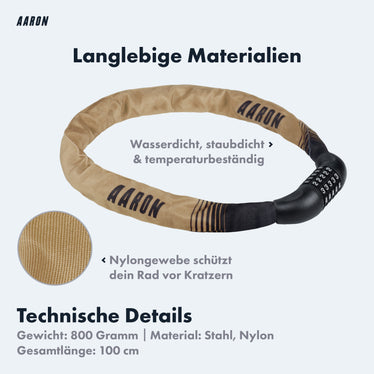 fahrradschloss beige AARON Lock One Fahrradschloss mit Zahlencode