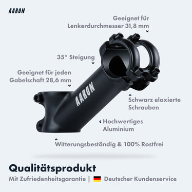 AARON Stem Fahrrad Lenkervorbau mit 35° Winkel