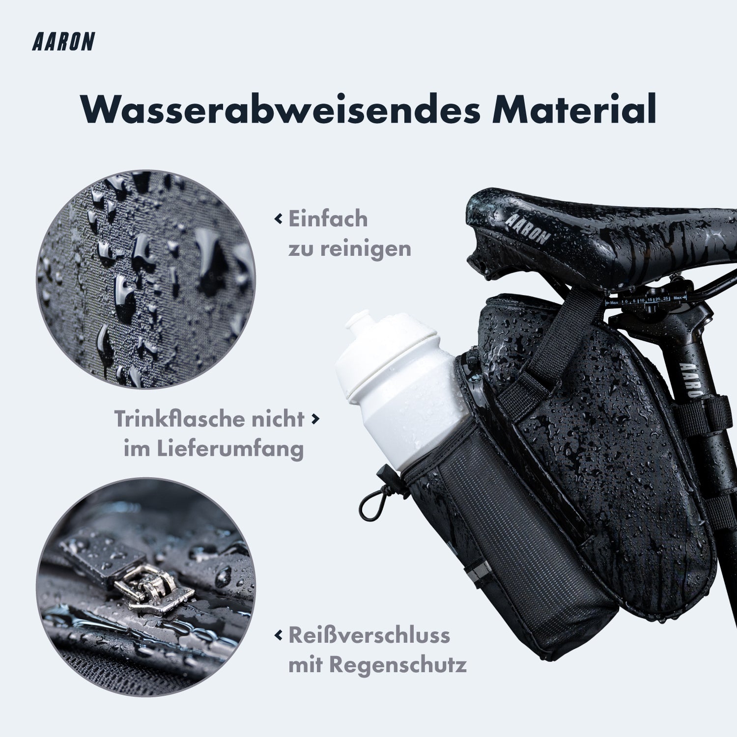 AARON Fahrrad Satteltasche - Mit Flaschenhalter & Reflektor