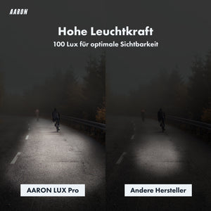 AARON LUX Pro Fahrradlicht Set - StVZO zugelassen - Front- und Rücklicht