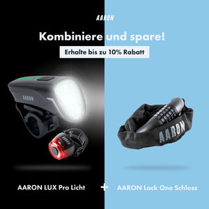 AARON LUX Pro Fahrradlicht Set - StVZO zugelassen - Front- und Rücklicht