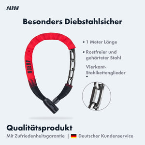 AARON Lock One Fahrradschloss mit Schlüssel - Rot