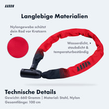 Laden Sie das Bild in den Galerie-Viewer, AARON Lock One Fahrradschloss mit Schlüssel - Rot