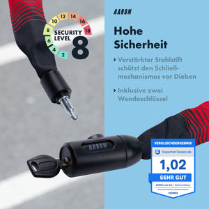 AARON Lock One Fahrradschloss mit Schlüssel - Rot
