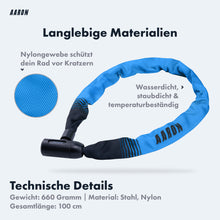 Laden Sie das Bild in den Galerie-Viewer, AARON Lock One Fahrradschloss mit Schlüssel - Blau