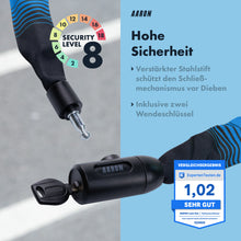 Laden Sie das Bild in den Galerie-Viewer, AARON Lock One Fahrradschloss mit Schlüssel - Blau