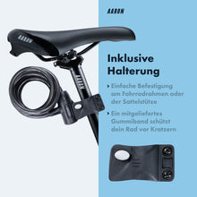 Laden Sie das Bild in den Galerie-Viewer, AARON Spin Fahrradschloss mit Schlüssel - 180 cm