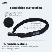 Laden Sie das Bild in den Galerie-Viewer, AARON Lock One Fahrradschloss mit Schlüssel - Schwarz