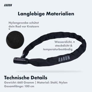 AARON Lock One Fahrradschloss mit Schlüssel - Schwarz