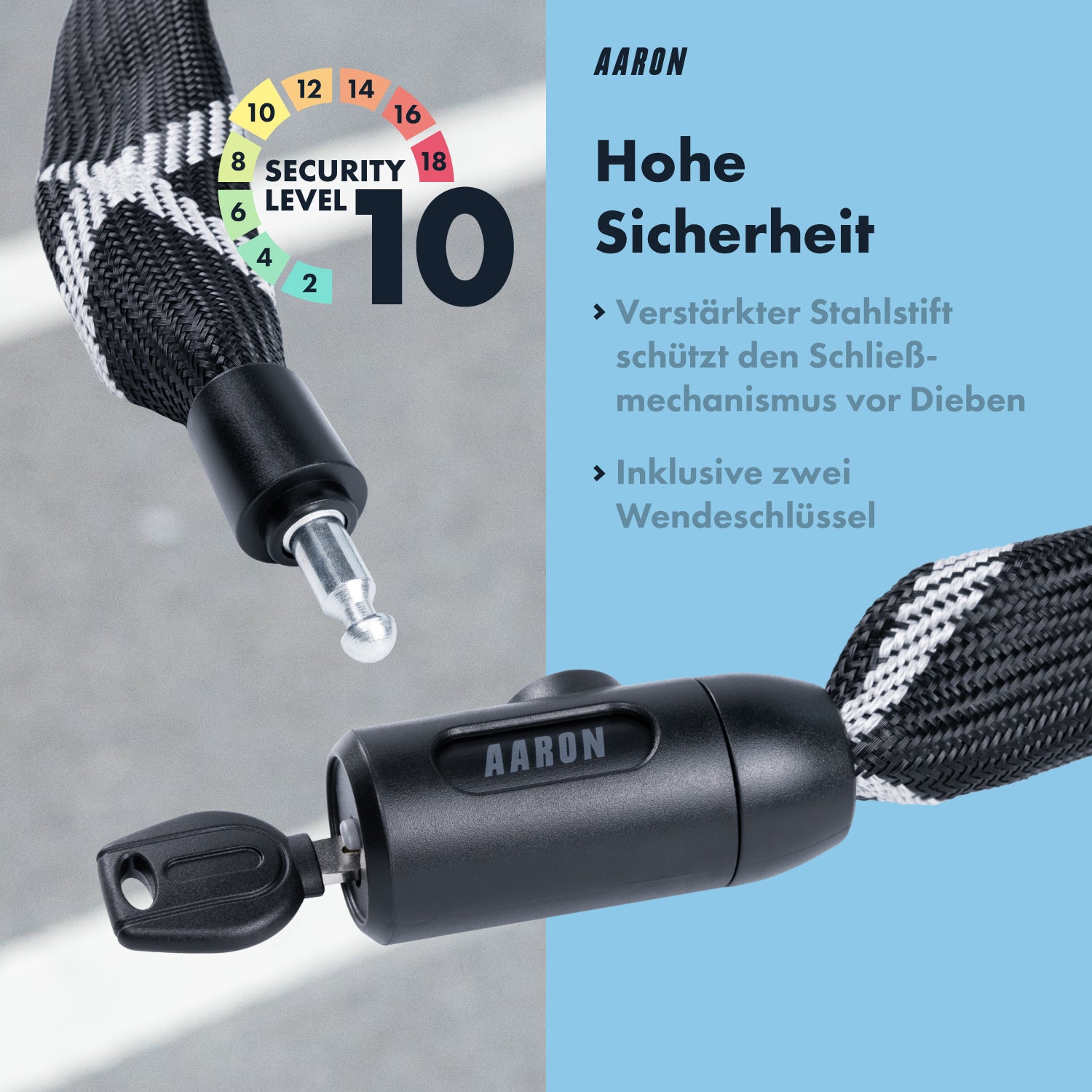 decathlon fahrradschloss btwin AARON Cobra Fahrradschloss mit Schlüssel, 105cm
