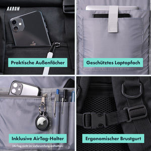 AARON Rolltop Rucksack für Damen und Herren