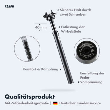 gefederte sattelstütze aaron AARON Shock Federsattelstütze mit 27,2, 30,9 oder 31,6 mm Durchmesser