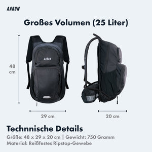 AARON 25L Fahrradrucksack - Wasserdicht mit Regenschutz
