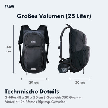 fahrradrucksack größe AARON 25L Fahrradrucksack