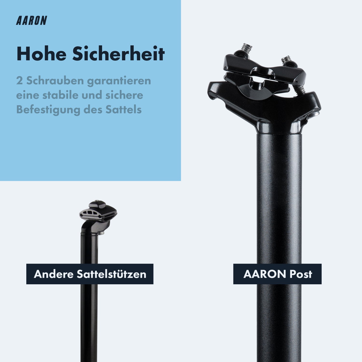 befestigung sattelstütze AARON Post Sattelstütze - 30,9 oder 31,6 mm - 350mm Länge