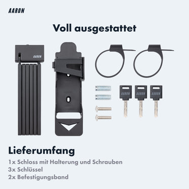 aaron fahrradschloss - sicheres faltschloss stufe 14 AARON Shield Faltschloss 100 cm