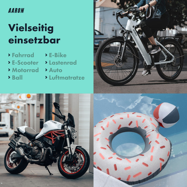 AARON Sport One 3.0 Fahrradpumpe - Gelb vielseitig einsetzbar für Fahrrad, E-Bike, Motorrad, Ball und mehr