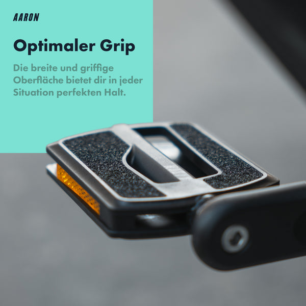 AARON Urban 3.0 Fahrradpedale - Schwarz mit breiter Sandpapier-Oberfläche für optimalen Grip bei allen Wetterbedingungen