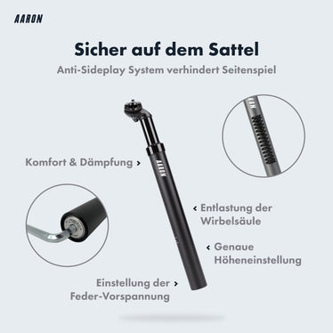 AARON Spring Sattelstütze gefedert - 27,2, 30,9, 31,6 oder 34,9 mm