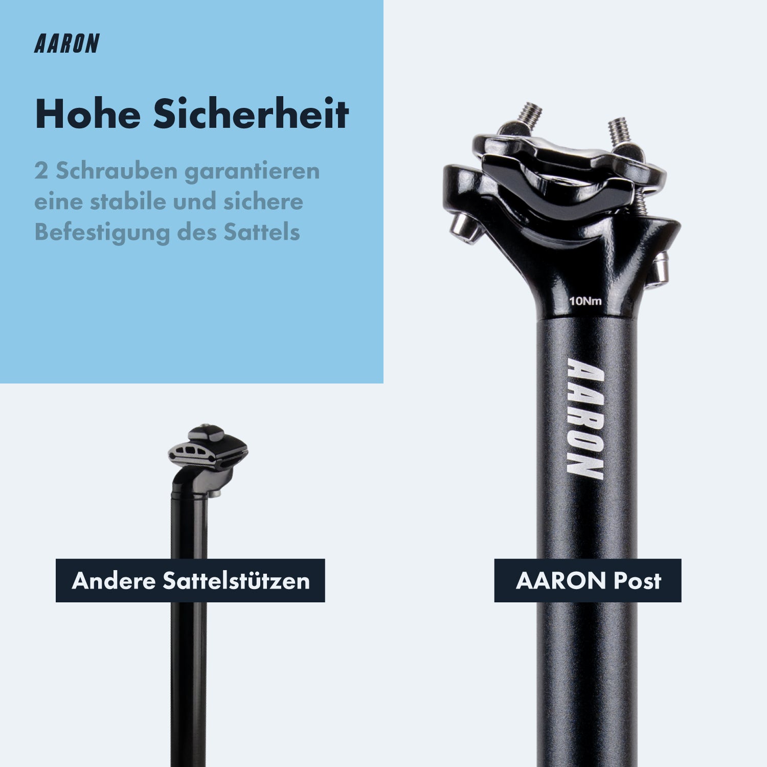 AARON Post Sattelstütze - 27,2, 30,9 oder 31,6 mm - 350mm Länge