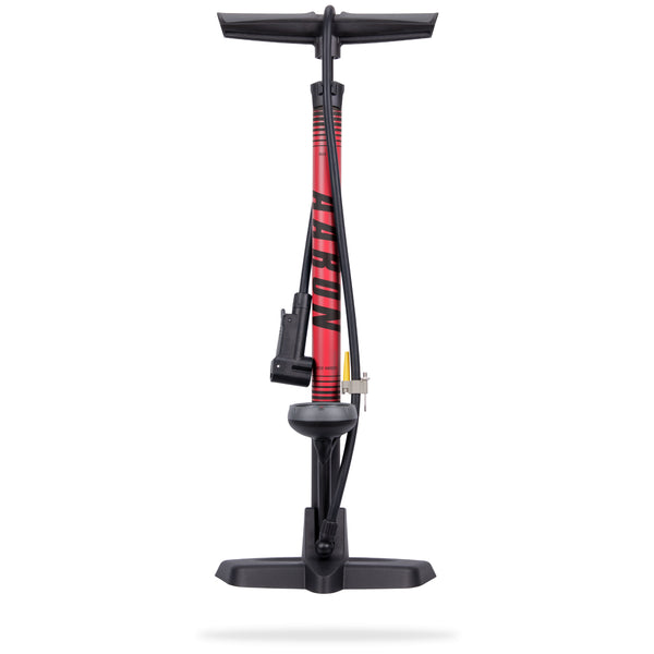 AARON Sport One 3.0 Fahrradpumpe - Rot mit stabilem Standfuß und flexiblem Schlauch für einfaches Aufpumpen