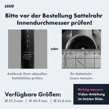 Laden Sie das Bild in den Galerie-Viewer, AARON Spring Federsattelstütze mit Gratis Sattel - Sattelstütze in 27,2, 30,9 oder 31,6 mm