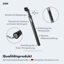 Laden Sie das Bild in den Galerie-Viewer, AARON Spring Federsattelstütze mit Gratis Sattel - Sattelstütze in 27,2, 30,9 oder 31,6 mm