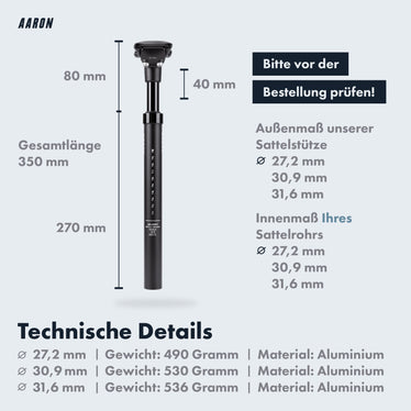 sattelstütze gefedert 27.2 AARON Spring Federsattelstütze - Schwarz