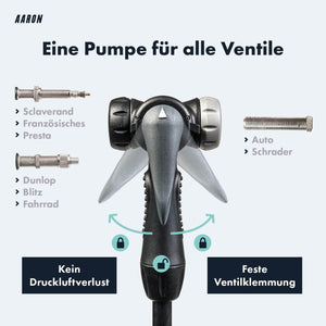 AARON Sport One Fahrradpumpe für alle Ventile - mit Manometer - Rot inkl. Repair Kit