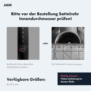 Informationen zum richtigen Messen des Sattelrohrinnendurchmessers