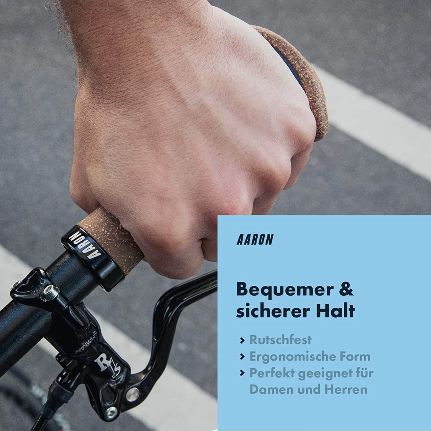 AARON Ergonomic Fahrradgriffe Mit Gel Dmpfung  Kork, Braun, Fr E-Bike &  Trekking Griffe Fahrrad Ergonomisch